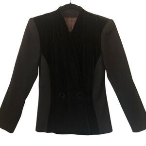 Vintage Blk Wool & Velvet Elegant, Old Money, Whimsygoth, Dark Academia Jacket